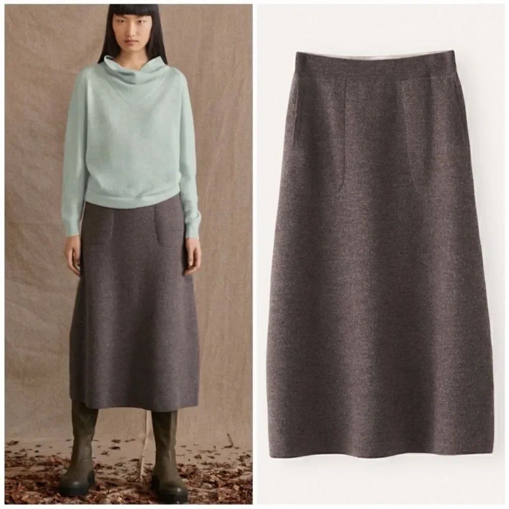 Poetry long wool skirt with raised hem on the back Sz 6